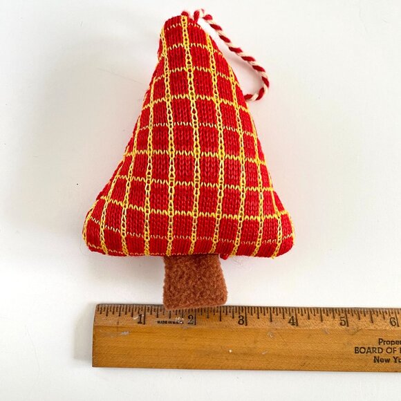 Soft Squishy Red Yellow Christmas Tree Ornaments Set of 2 5.5in Tall - Picture 6 of 6